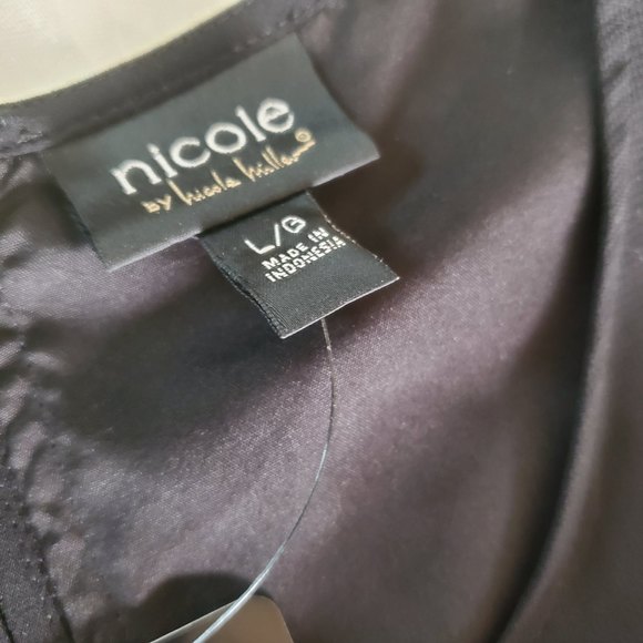 𝅺Nicole by Nicole Miller Black tiered ruffle sleevesless tank top-Size Large - Picture 3 of 8